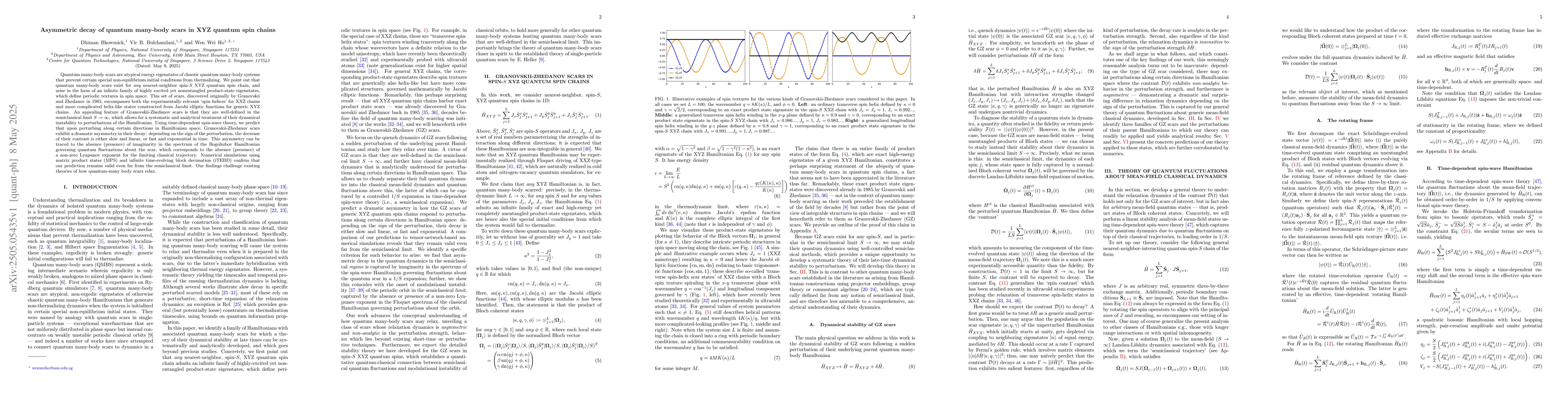 Thumbnail for Asymmetric decay of quantum many-body scars in XYZ quantum spin chains