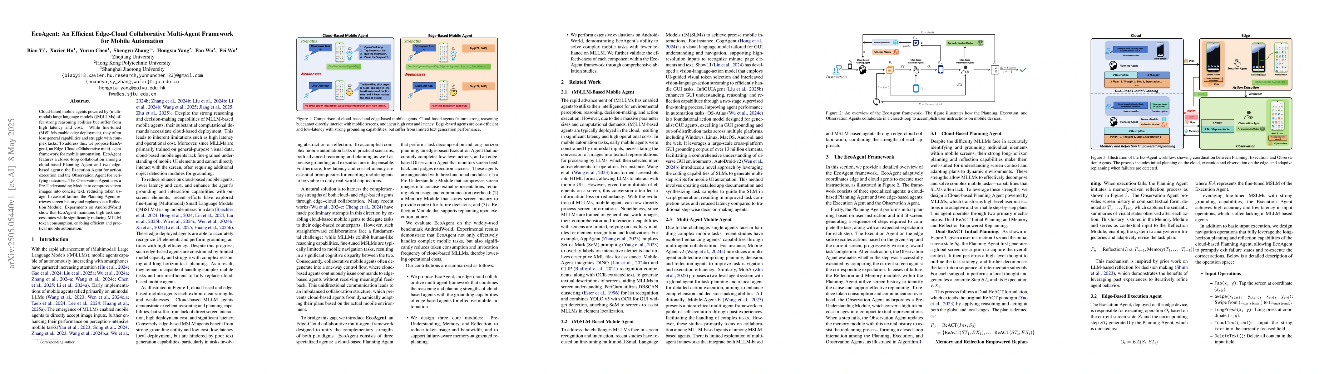 Thumbnail for EcoAgent: An Efficient Edge-Cloud Collaborative Multi-Agent Framework
  for Mobile Automation