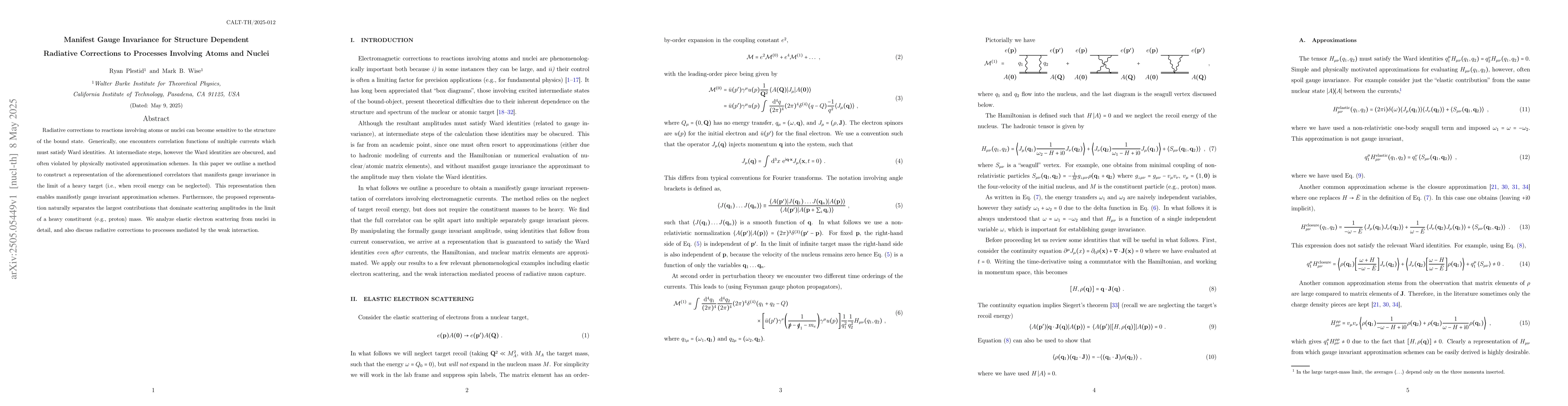 Thumbnail for Manifest Gauge Invariance for Structure Dependent Radiative Corrections
  to Processes Involving Atoms and Nuclei