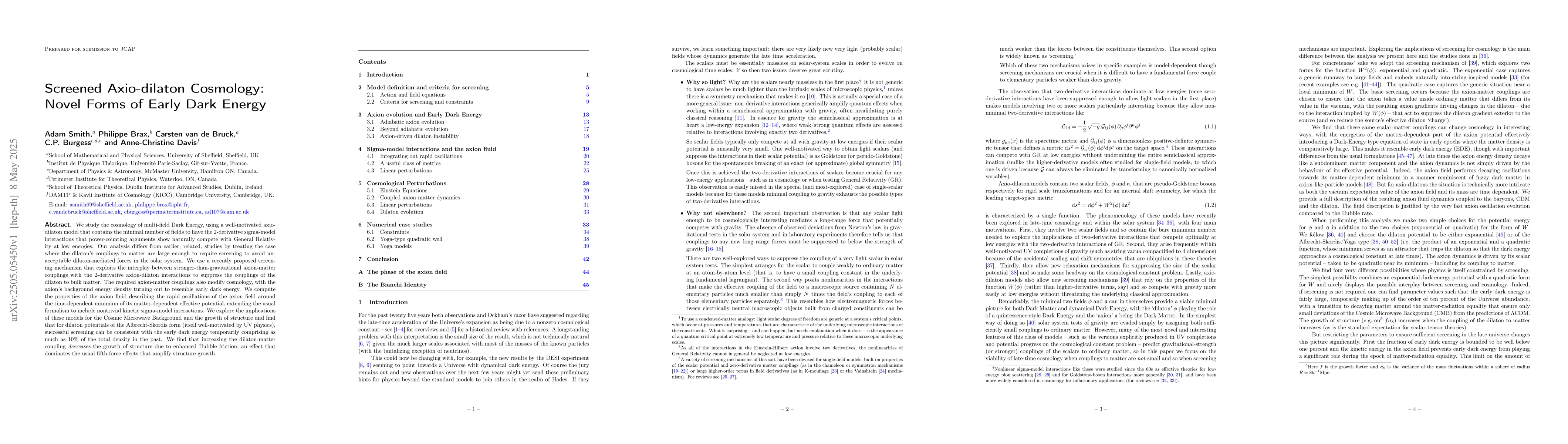Thumbnail for Screened Axio-dilaton Cosmology: Novel Forms of Early Dark Energy