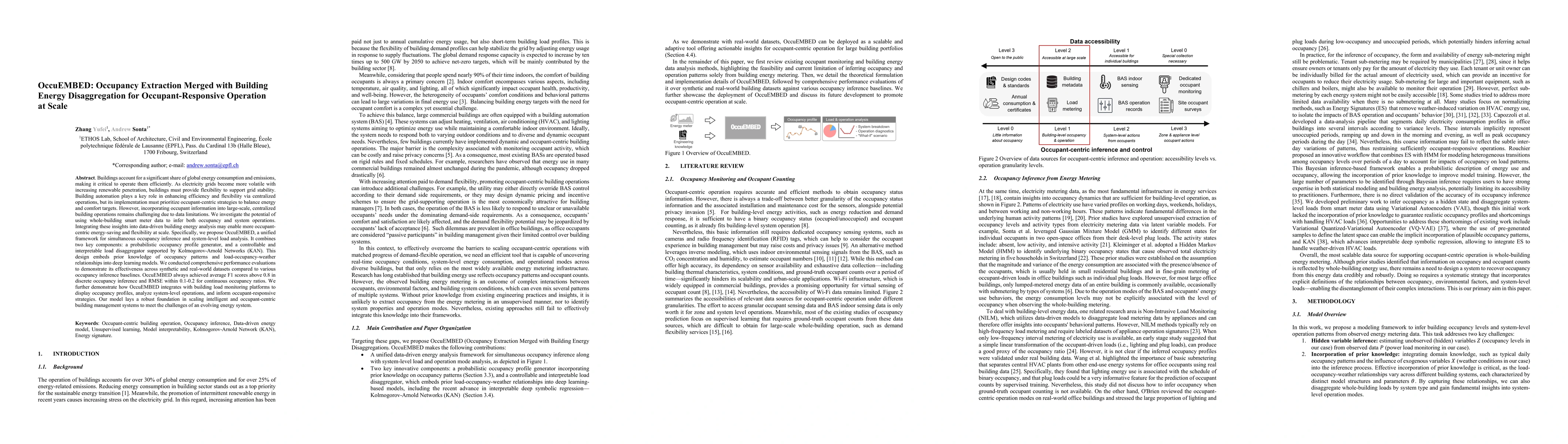 Thumbnail for OccuEMBED: Occupancy Extraction Merged with Building Energy
  Disaggregation for Occupant-Responsive Operation at Scale