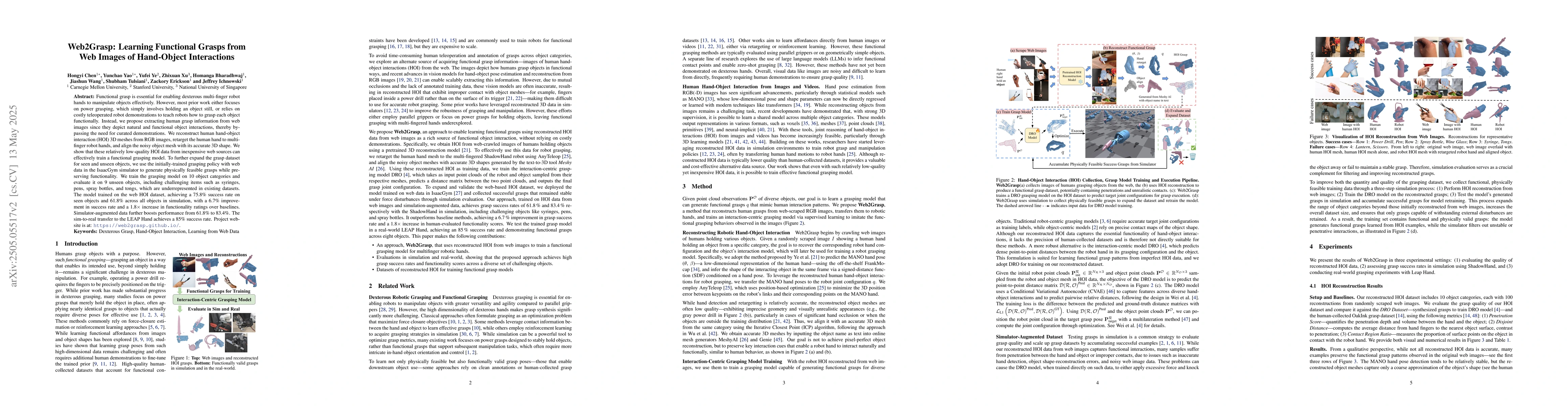 Thumbnail for Web2Grasp: Learning Functional Grasps from Web Images of Hand-Object
  Interactions
