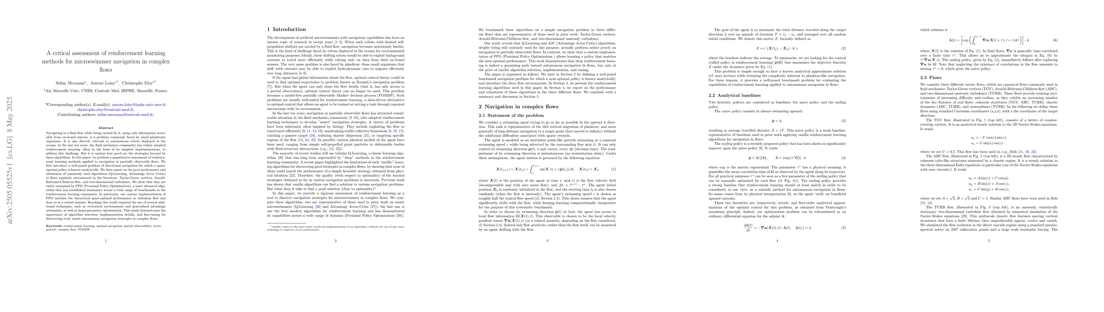 Thumbnail for A critical assessment of reinforcement learning methods for microswimmer
  navigation in complex flows