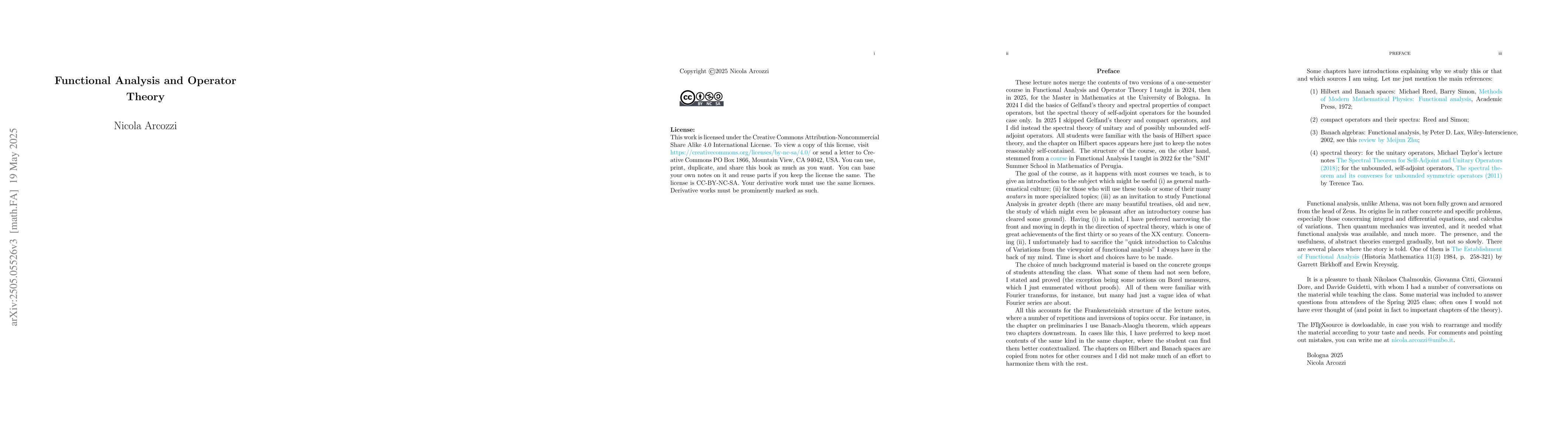 Thumbnail for Functional Analysis and Operator Theory