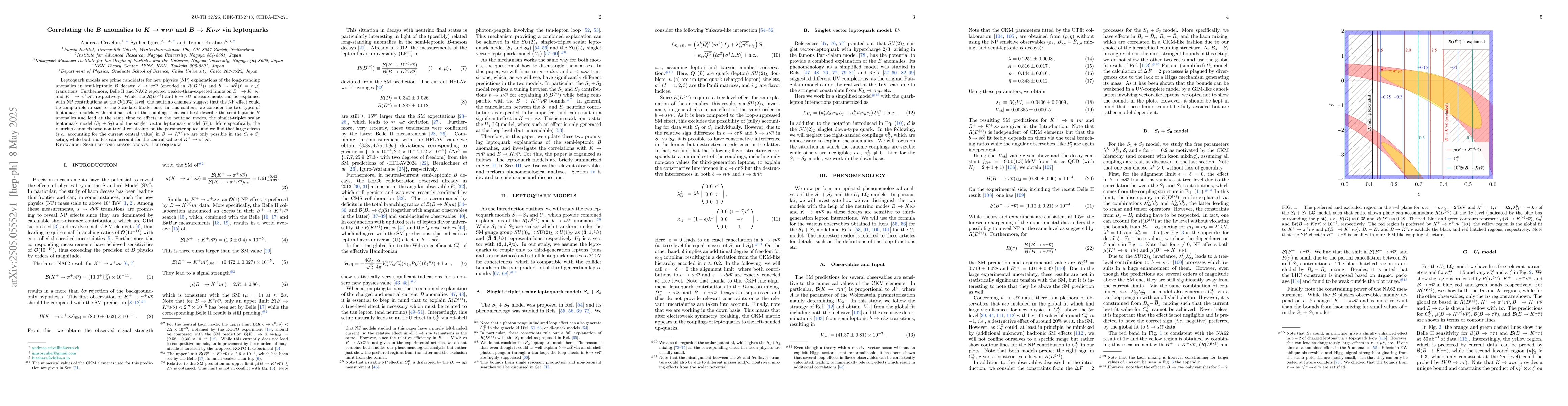 Thumbnail for Correlating the $B$ anomalies to $K\to πν\barν$ and $B\to
  Kν\barν$ via leptoquarks