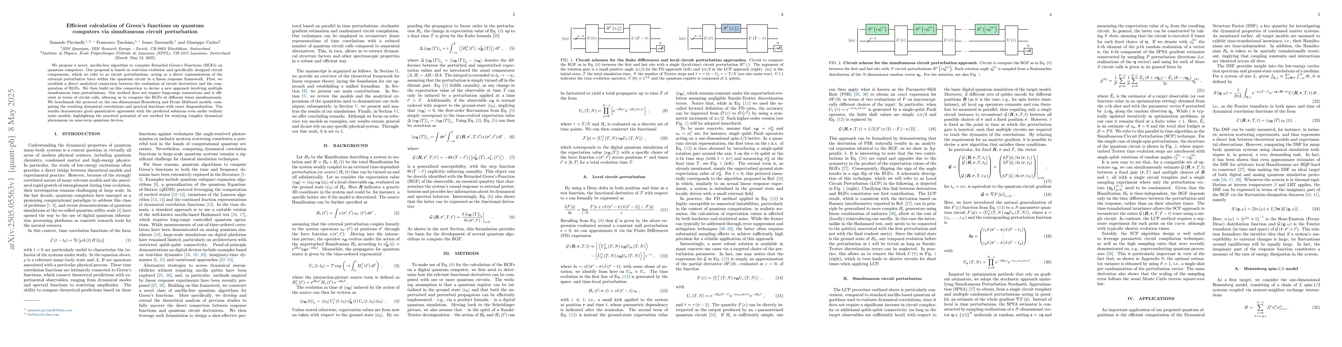 Thumbnail for Efficient calculation of Green's functions on quantum computers via
  simultaneous circuit perturbation