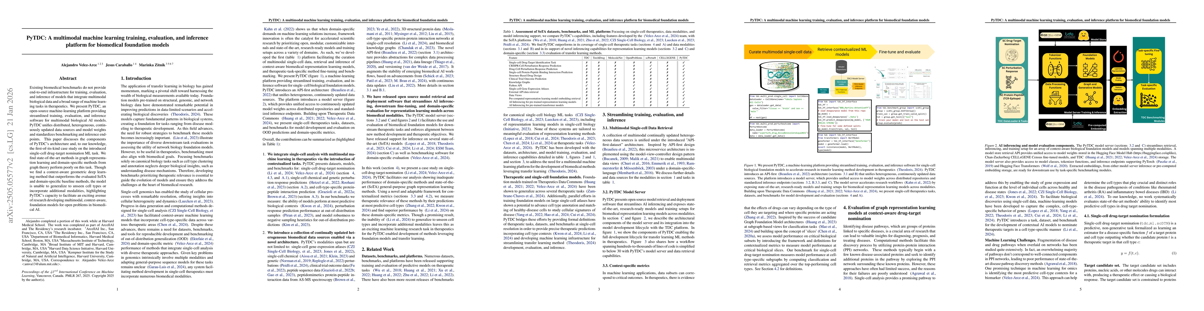 Thumbnail for PyTDC: A multimodal machine learning training, evaluation, and inference platform for biomedical foundation models