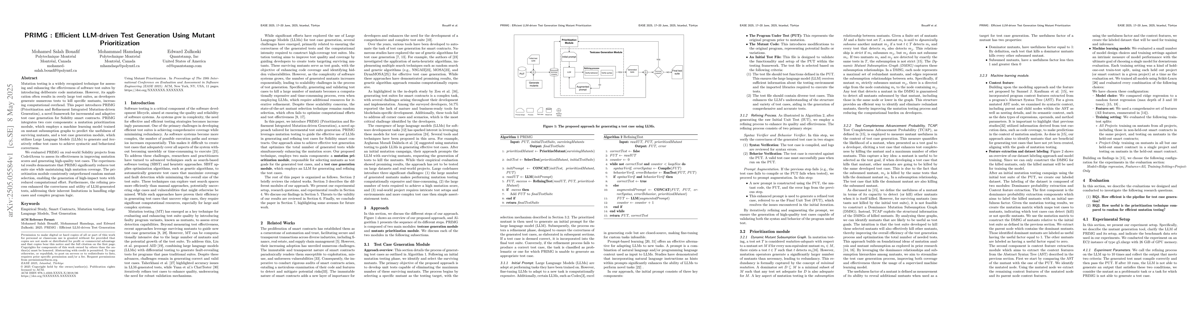Thumbnail for PRIMG : Efficient LLM-driven Test Generation Using Mutant Prioritization