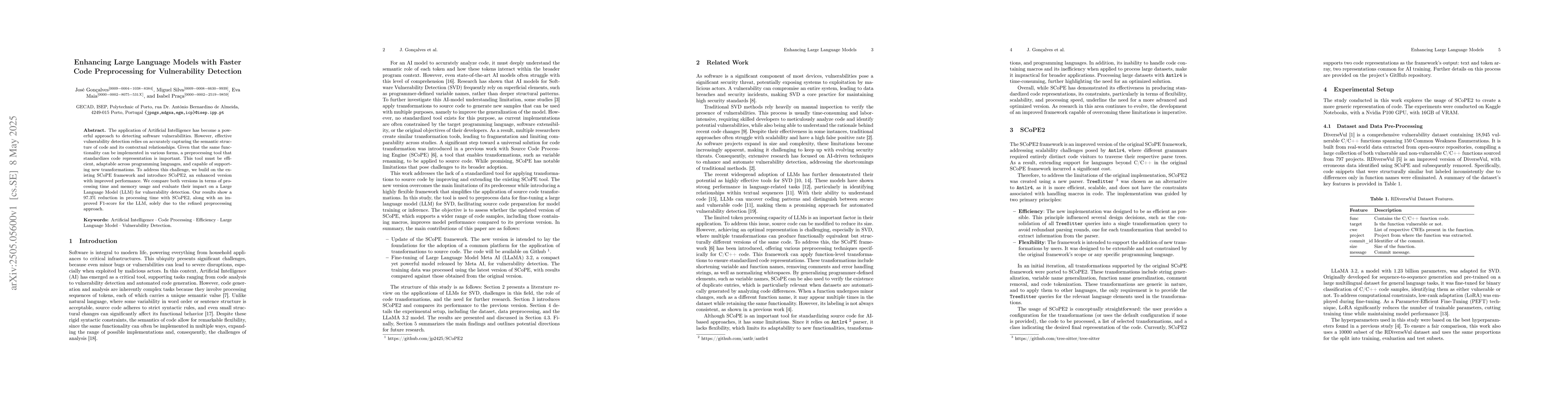 Thumbnail for Enhancing Large Language Models with Faster Code Preprocessing for
  Vulnerability Detection