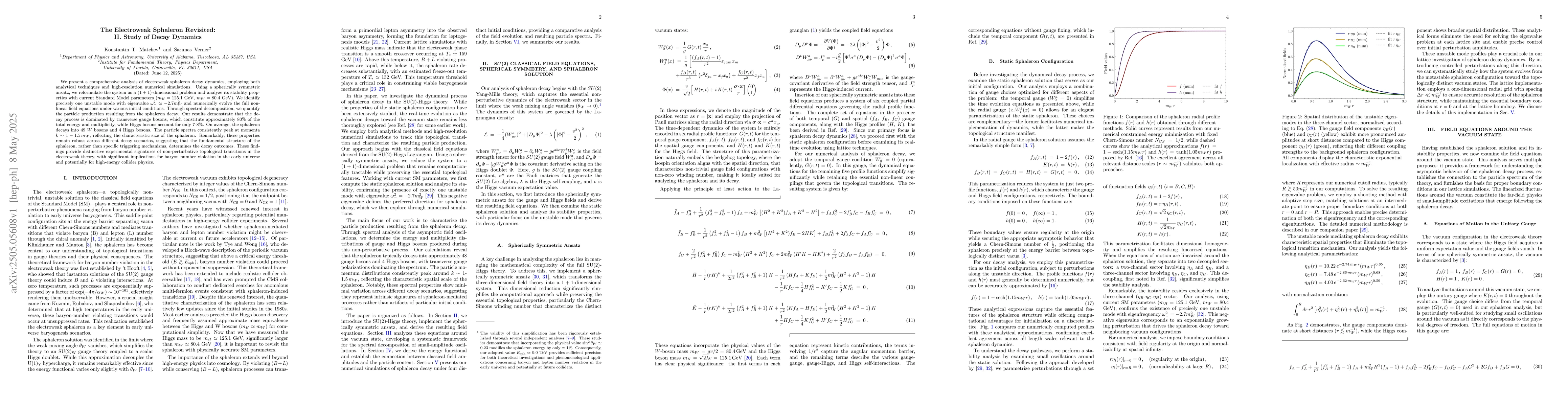 Thumbnail for The Electroweak Sphaleron Revisited: II. Study of Decay Dynamics