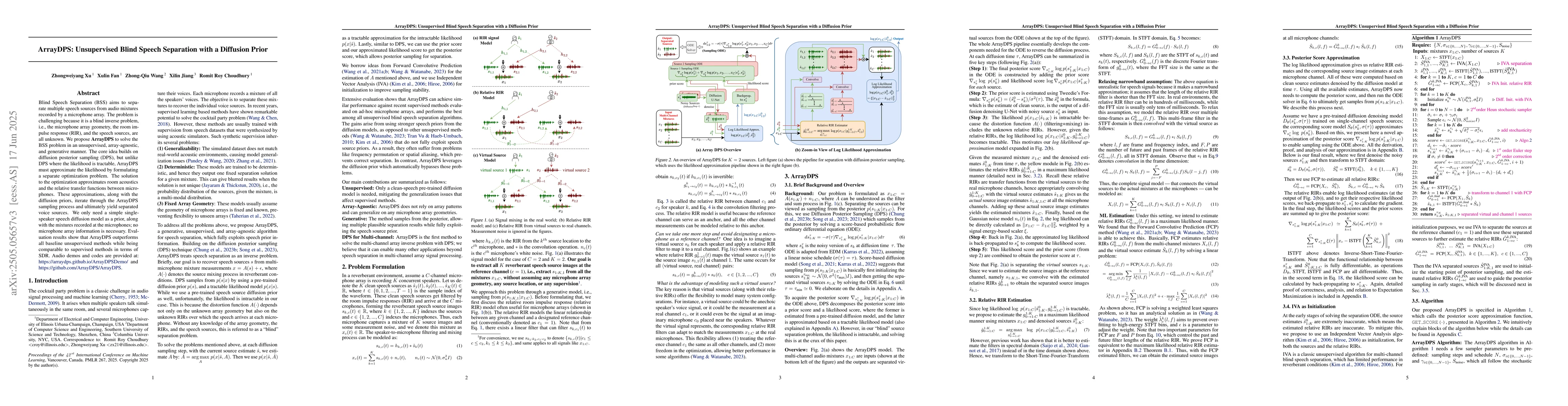 Thumbnail for ArrayDPS: Unsupervised Blind Speech Separation with a Diffusion Prior