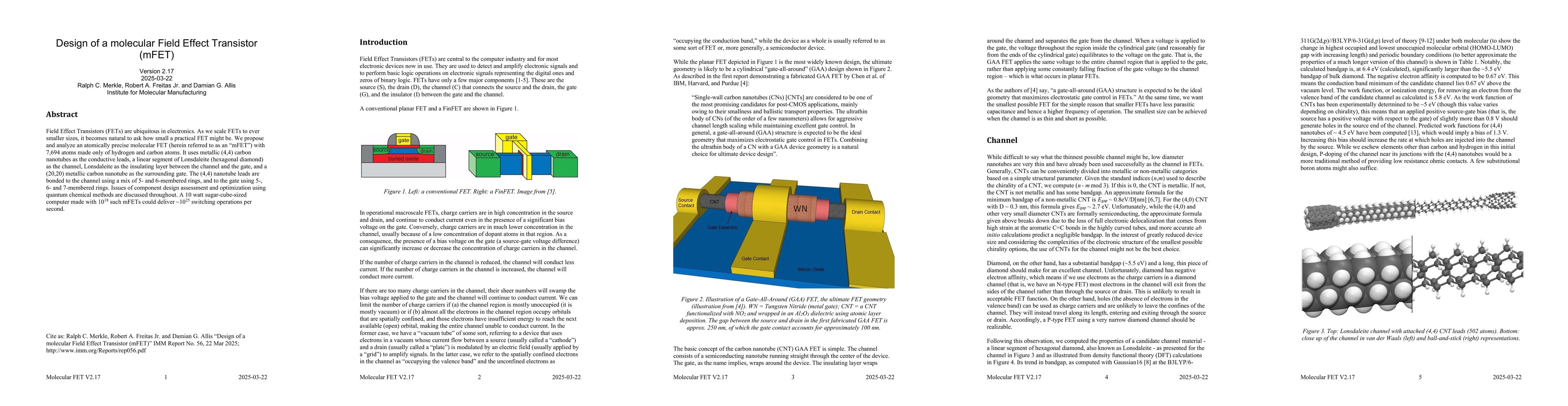 Thumbnail for Design of a molecular Field Effect Transistor (mFET)