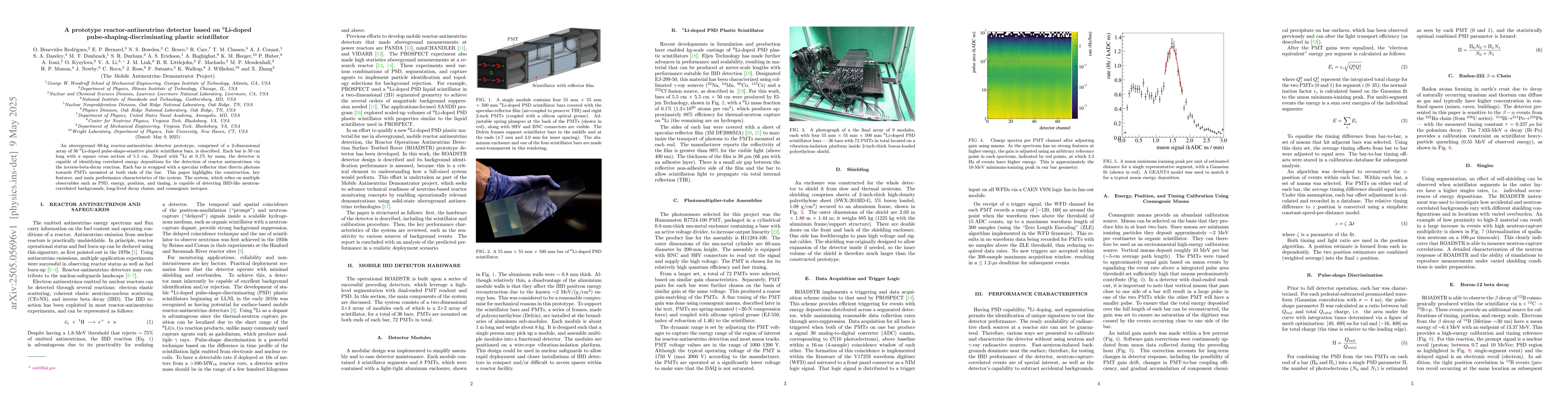 Thumbnail for A prototype reactor-antineutrino detector based on $^6$Li-doped
  pulse-shaping-discriminating plastic scintillator