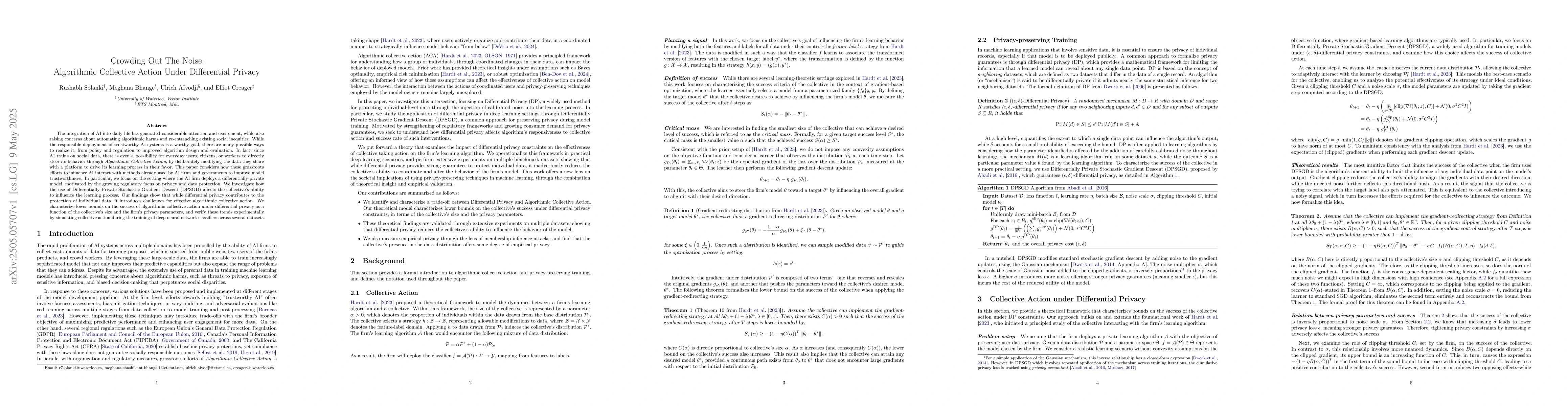 Thumbnail for Crowding Out The Noise: Algorithmic Collective Action Under Differential
  Privacy