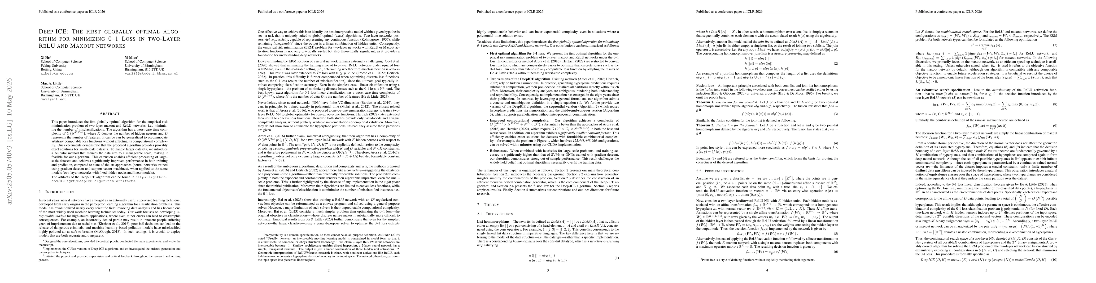 Thumbnail for Deep-ICE: the first globally optimal algorithm for minimizing 0-1 loss in two-layer ReLU and maxout networks