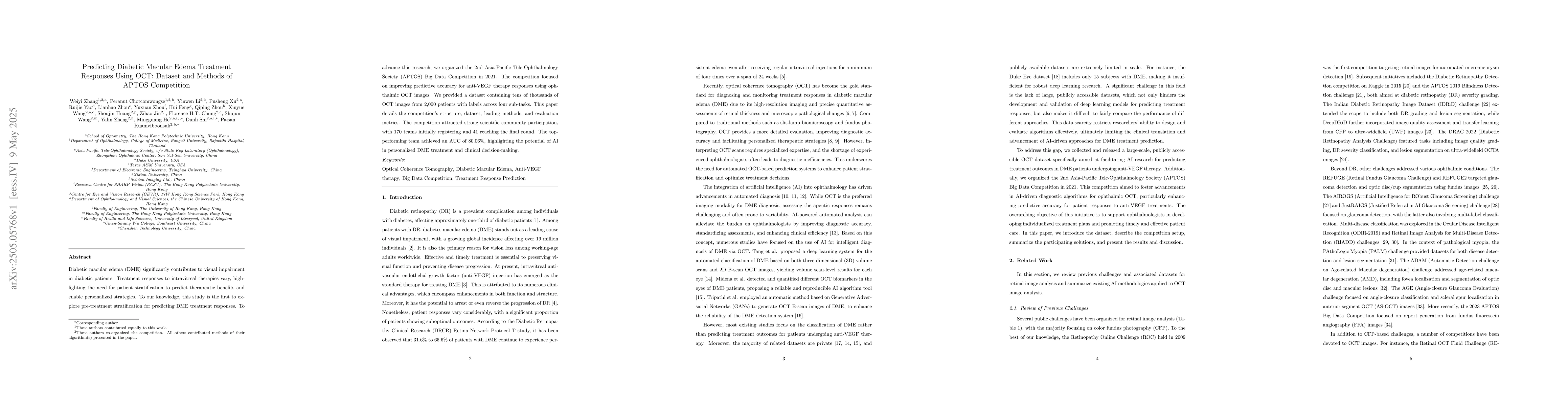 Thumbnail for Predicting Diabetic Macular Edema Treatment Responses Using OCT: Dataset
  and Methods of APTOS Competition