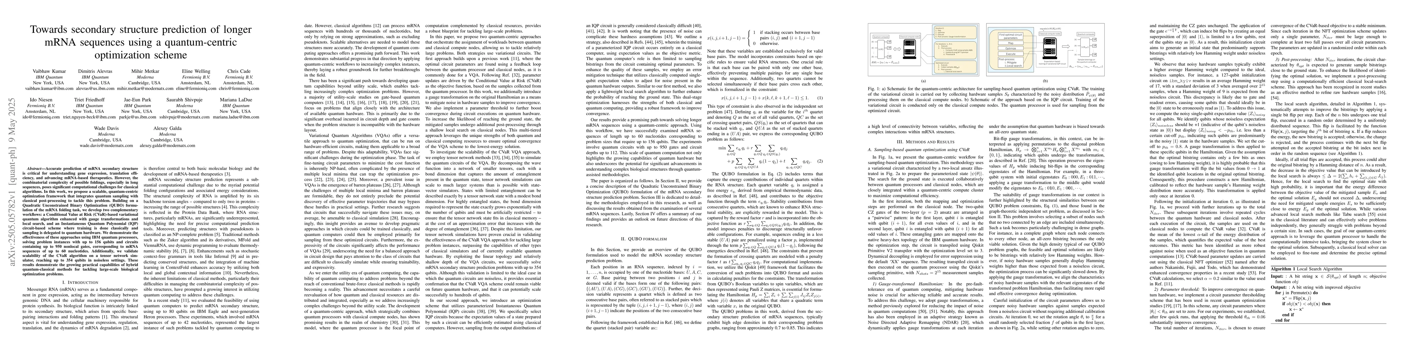 Thumbnail for Towards secondary structure prediction of longer mRNA sequences using a
  quantum-centric optimization scheme