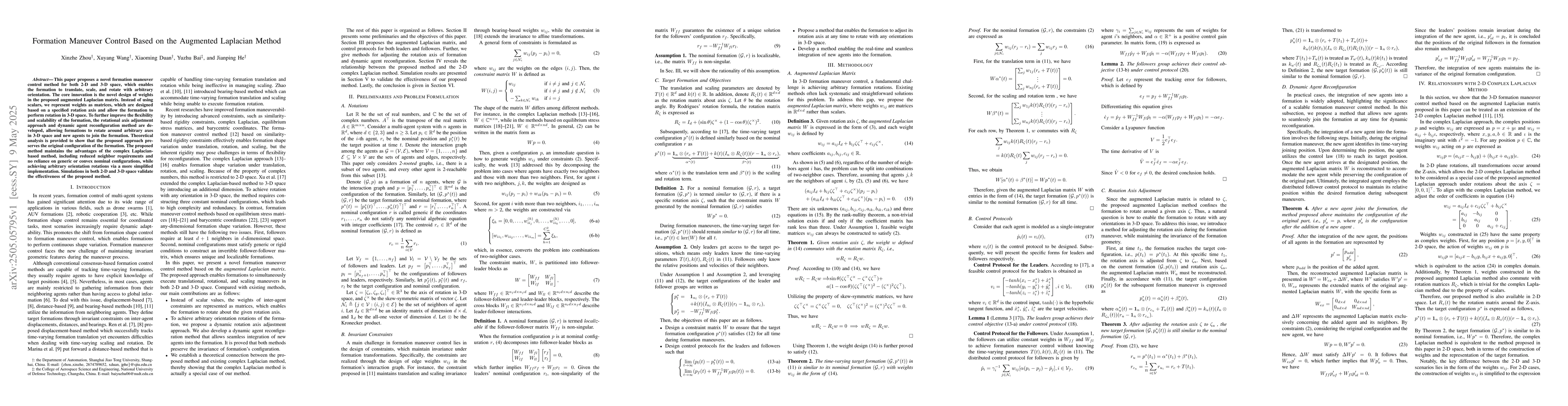 Thumbnail for Formation Maneuver Control Based on the Augmented Laplacian Method