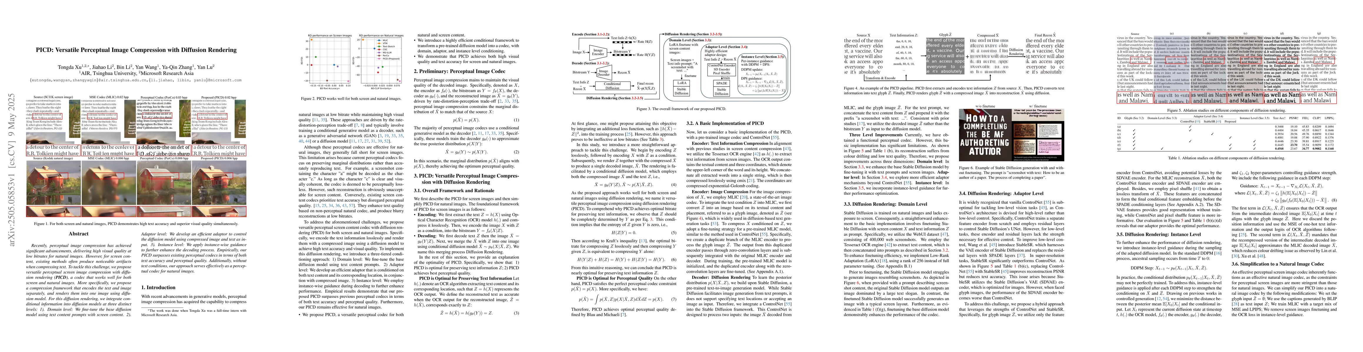 Thumbnail for PICD: Versatile Perceptual Image Compression with Diffusion Rendering