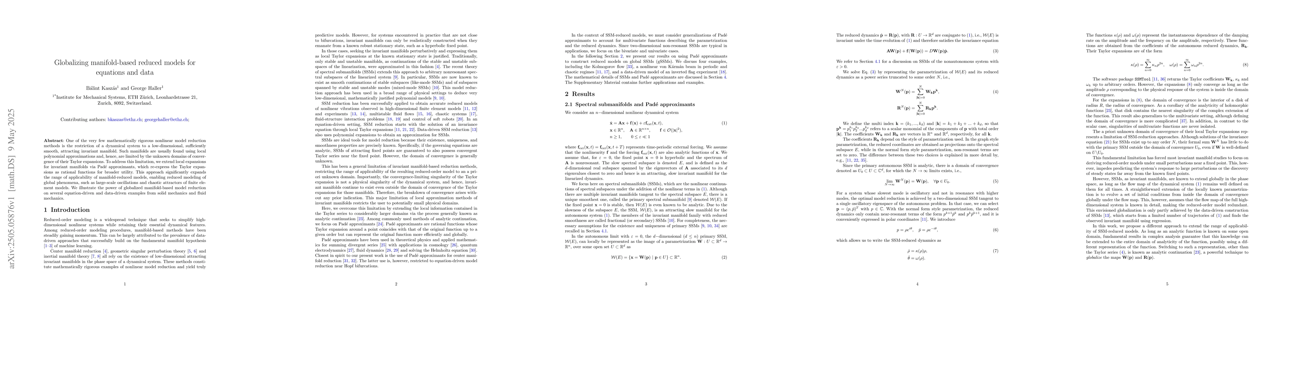 Thumbnail for Globalizing manifold-based reduced models for equations and data
