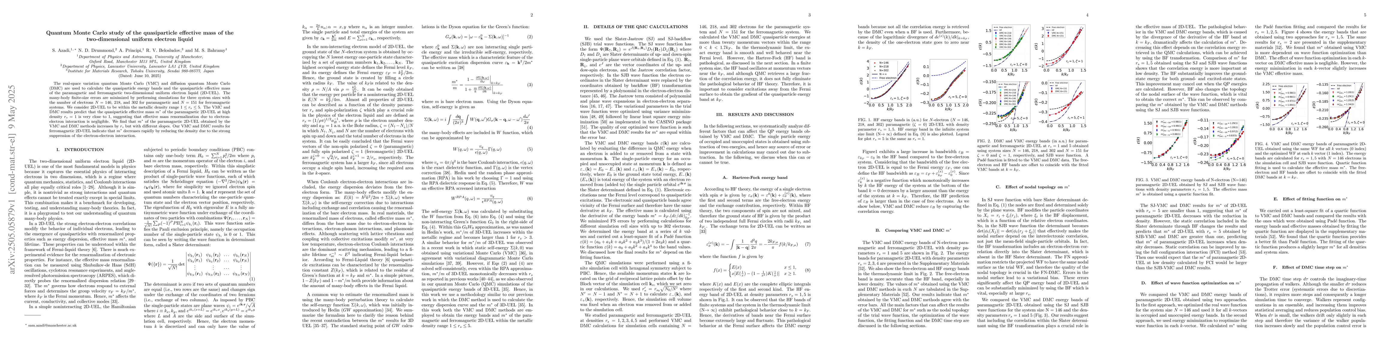 Thumbnail for Quantum Monte Carlo study of the quasiparticle effective mass of the
  two-dimensional uniform electron liquid