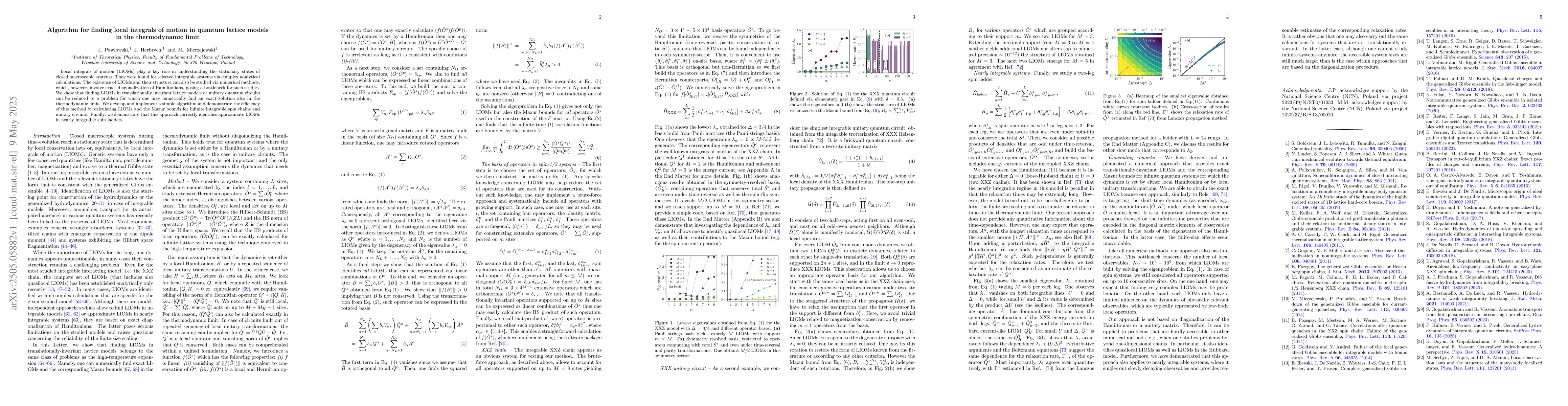 Thumbnail for Algorithm for finding local integrals of motion in quantum lattice
  models in the thermodynamic limit