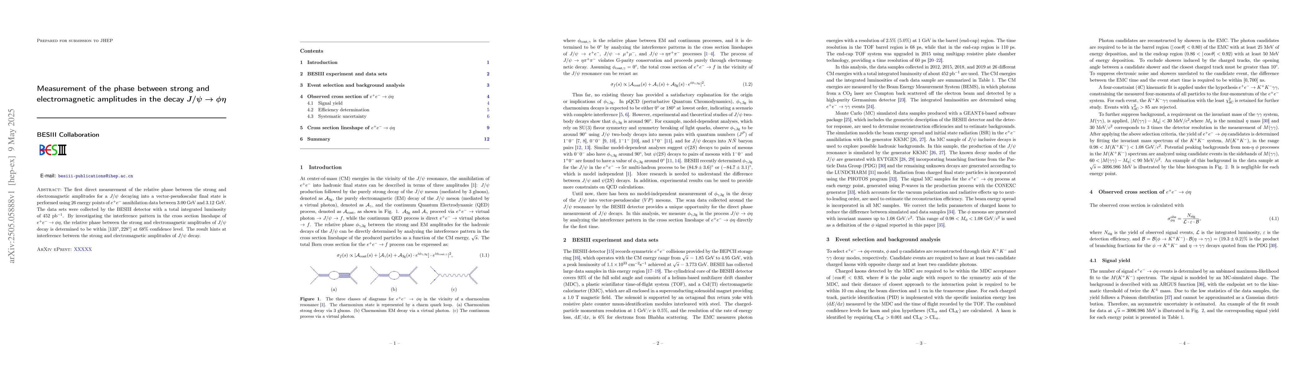 Thumbnail for Measurement of the phase between strong and electromagnetic amplitudes
  in the decay $J/ψ\toφη$