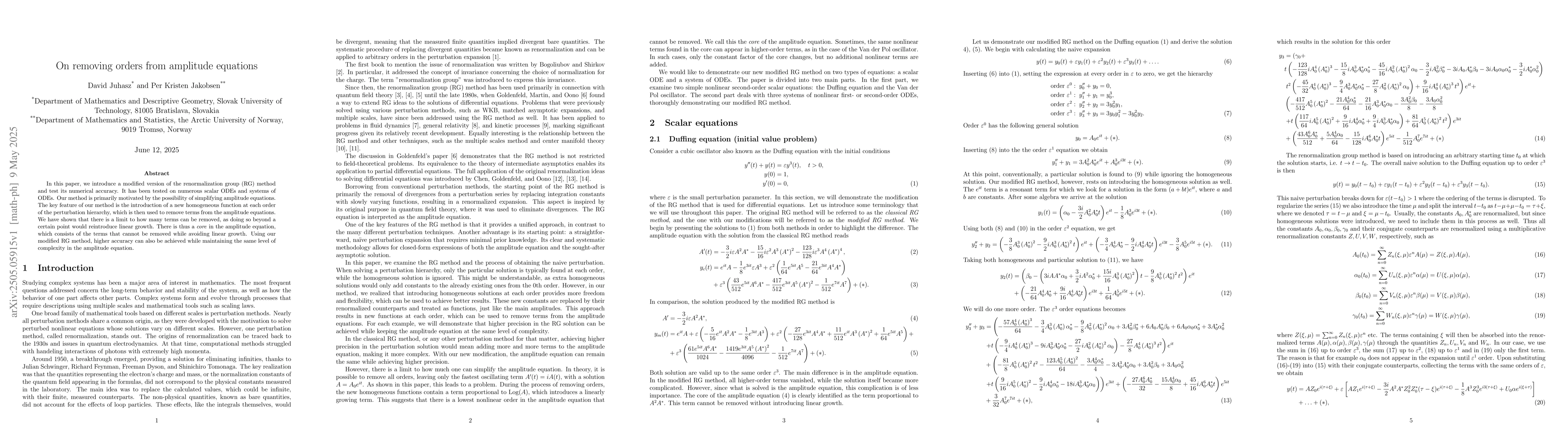 Thumbnail for On removing orders from amplitude equations