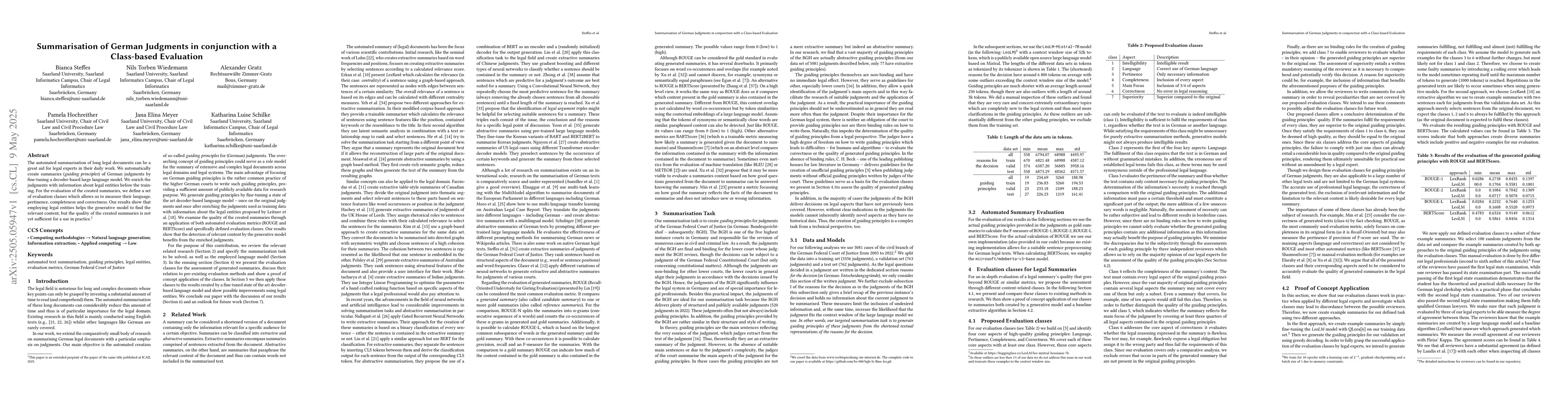 Thumbnail for Summarisation of German Judgments in conjunction with a Class-based
  Evaluation
