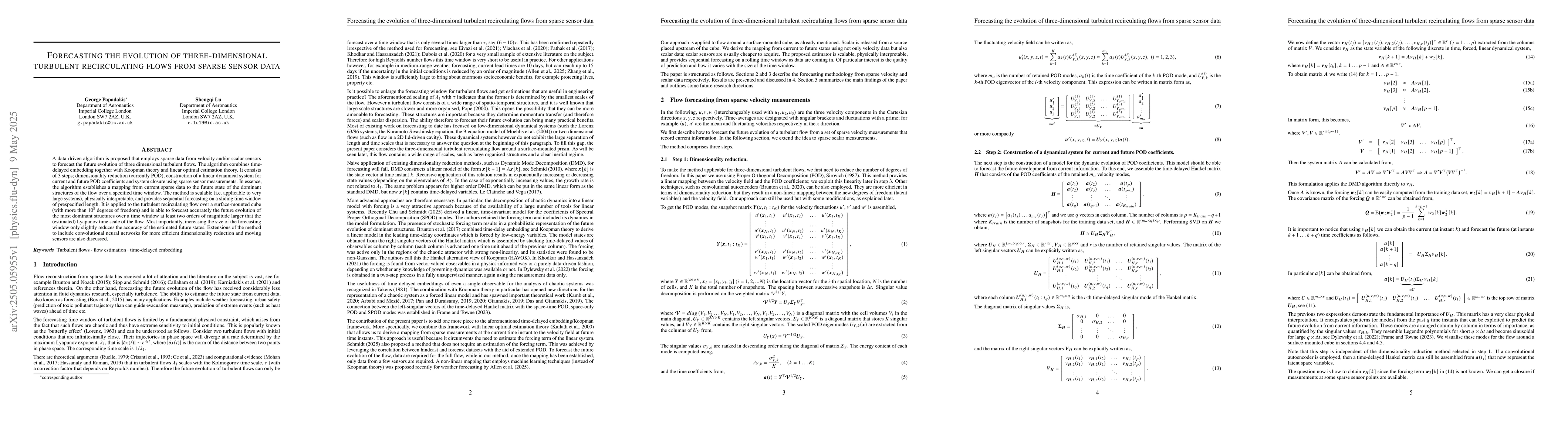 Thumbnail for Forecasting the evolution of three-dimensional turbulent recirculating
  flows from sparse sensor data