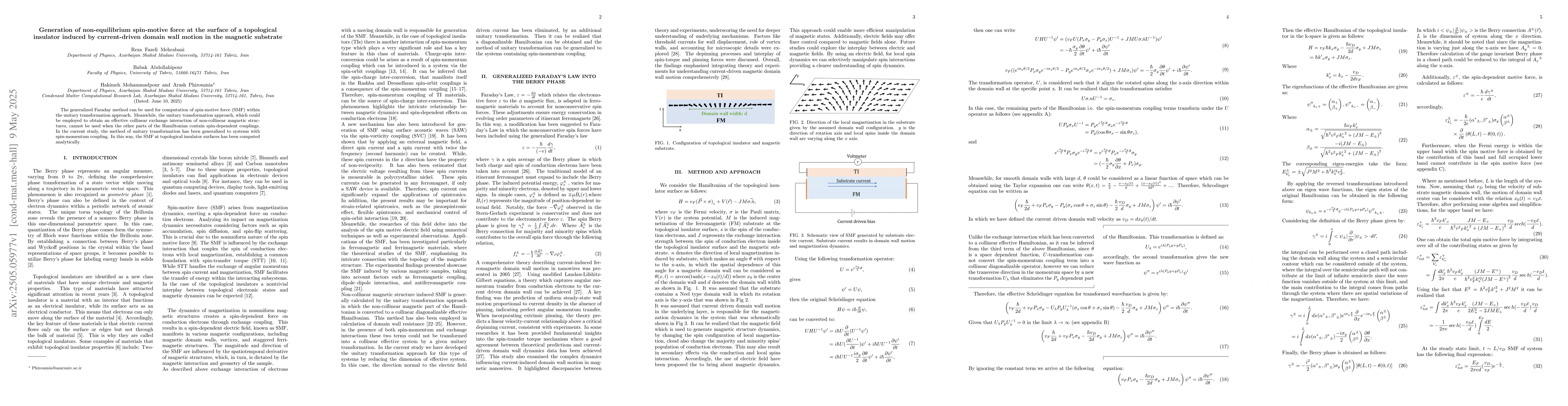 Thumbnail for Generation of non-equilibrium spin-motive force at the surface of a
  topological insulator induced by current-driven domain wall motion in the
  magnetic substrate