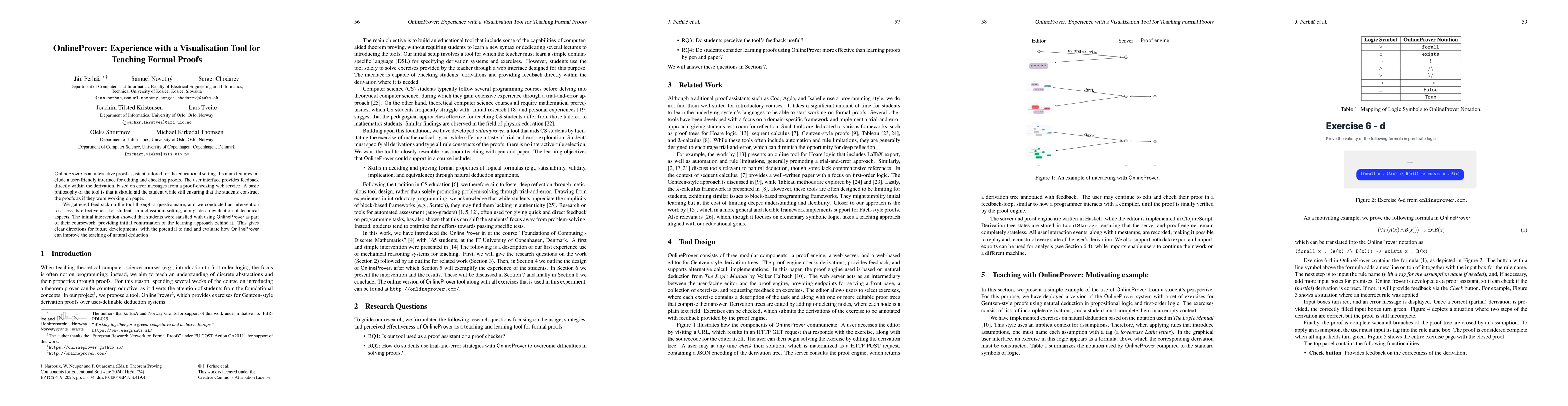 Thumbnail for OnlineProver: Experience with a Visualisation Tool for Teaching Formal
  Proofs