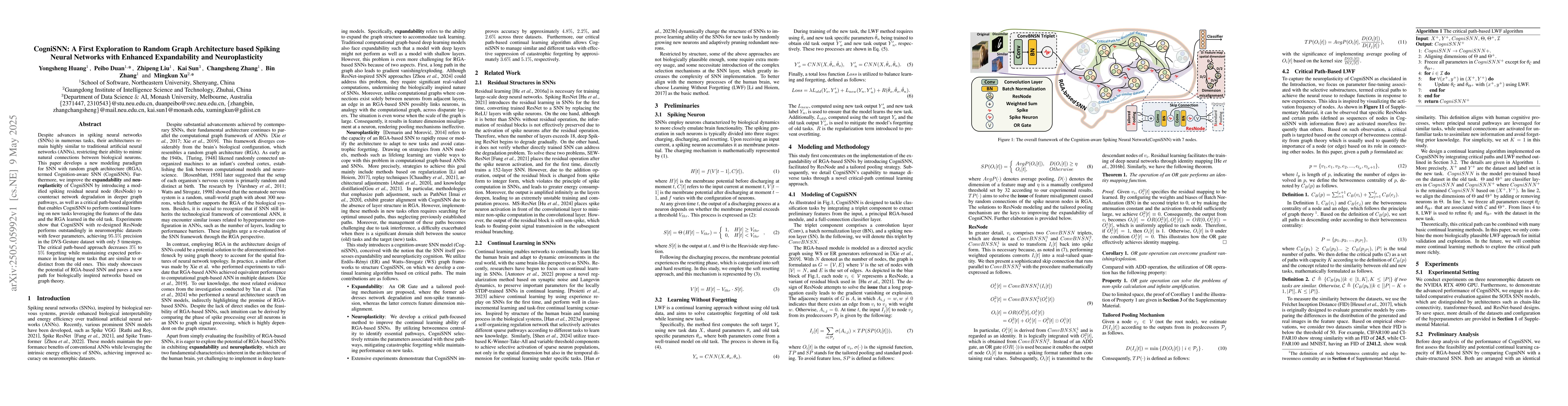Thumbnail for CogniSNN: A First Exploration to Random Graph Architecture based Spiking
  Neural Networks with Enhanced Expandability and Neuroplasticity