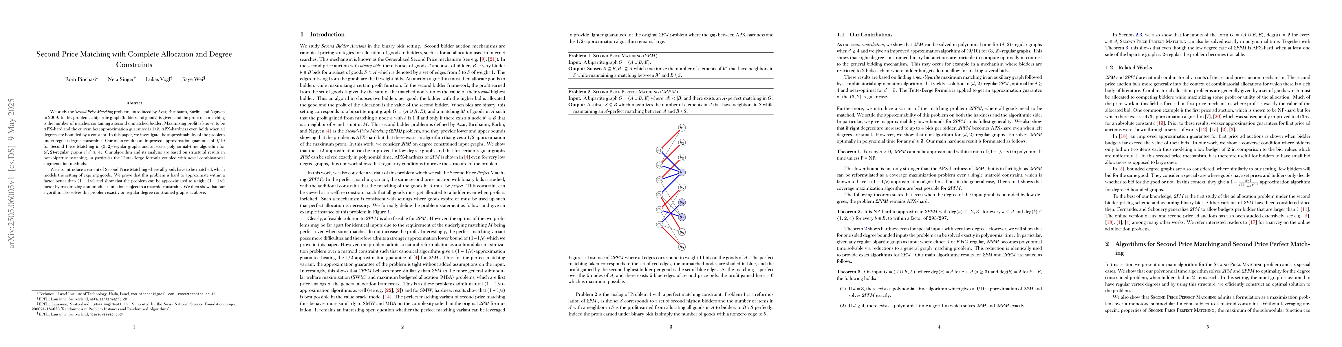 Thumbnail for Second Price Matching with Complete Allocation and Degree Constraints