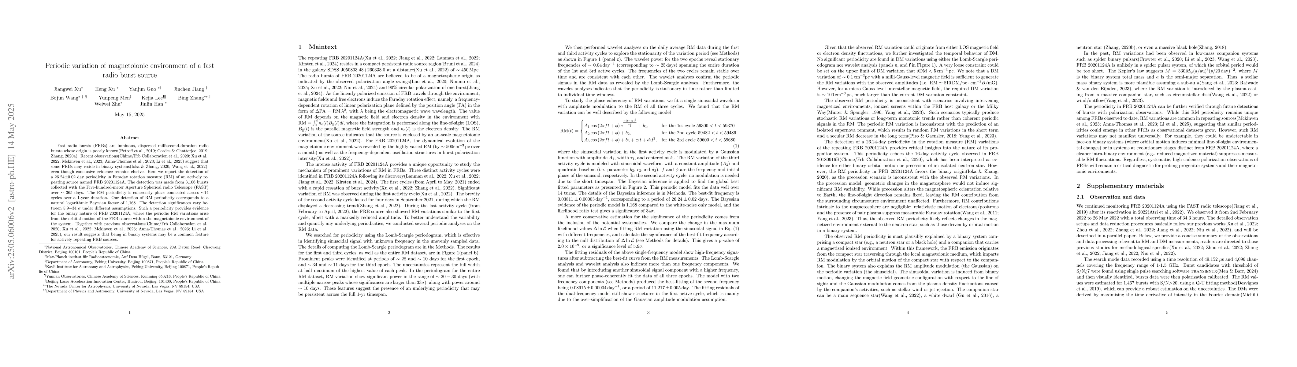 Thumbnail for Periodic variation of magnetoionic environment of a fast radio burst
  source