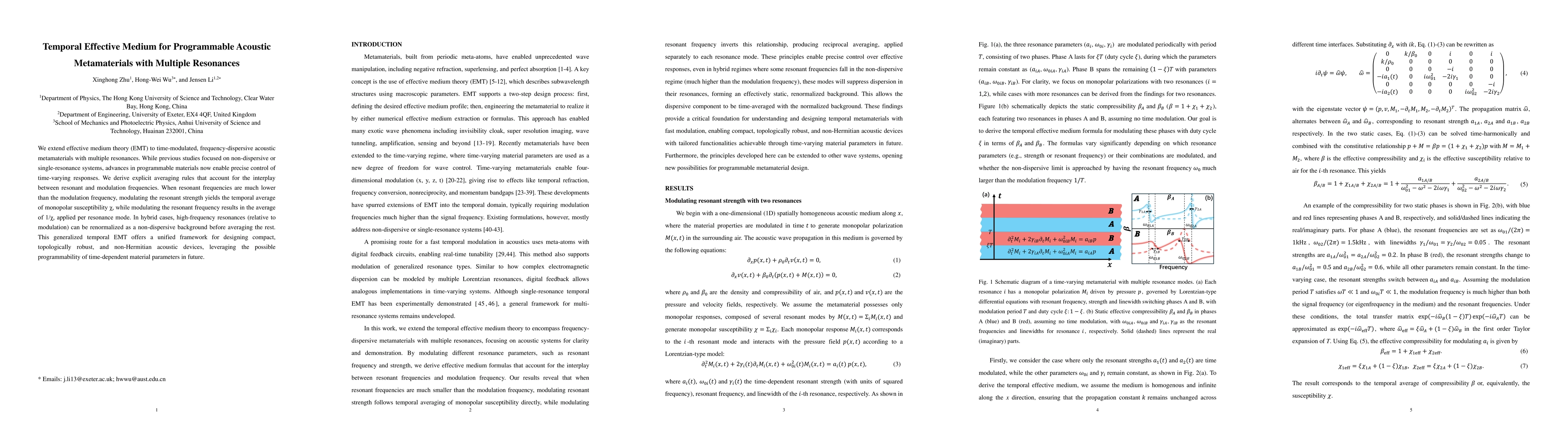 Thumbnail for Temporal Effective Medium for Programmable Acoustic Metamaterials with
  Multiple Resonances
