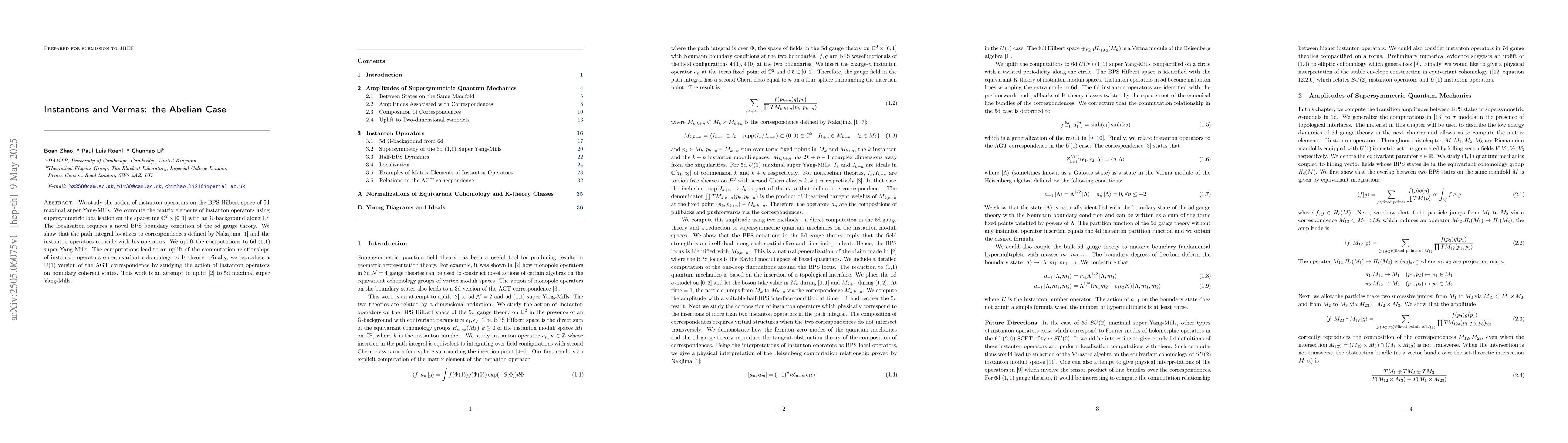 Thumbnail for Instantons and Vermas: the Abelian Case