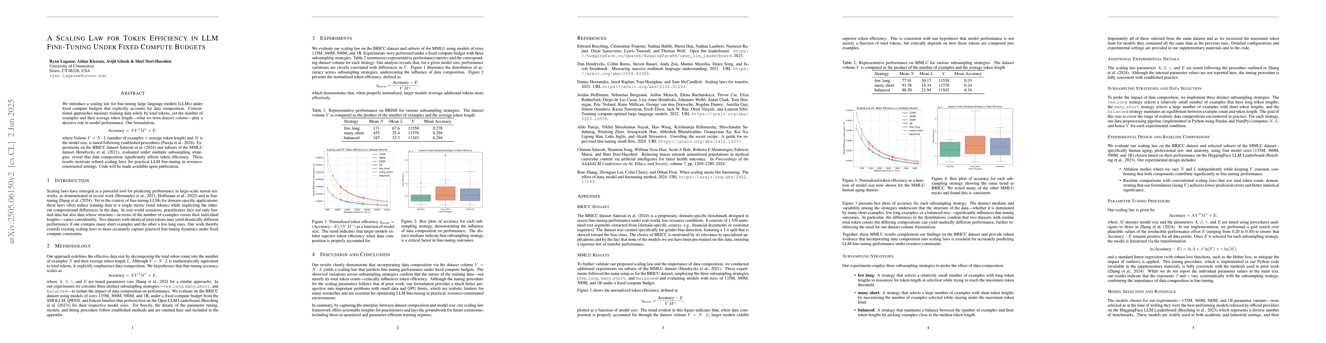 Thumbnail for A Scaling Law for Token Efficiency in LLM Fine-Tuning Under Fixed
  Compute Budgets