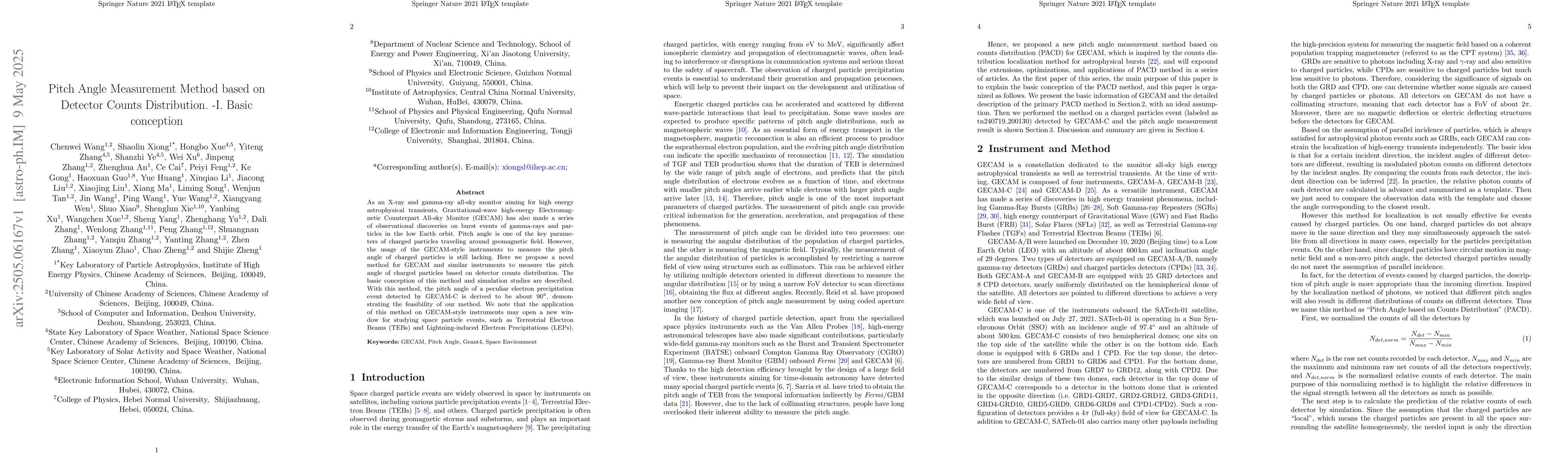 Thumbnail for Pitch Angle Measurement Method based on Detector Counts Distribution.
  -I. Basic conception