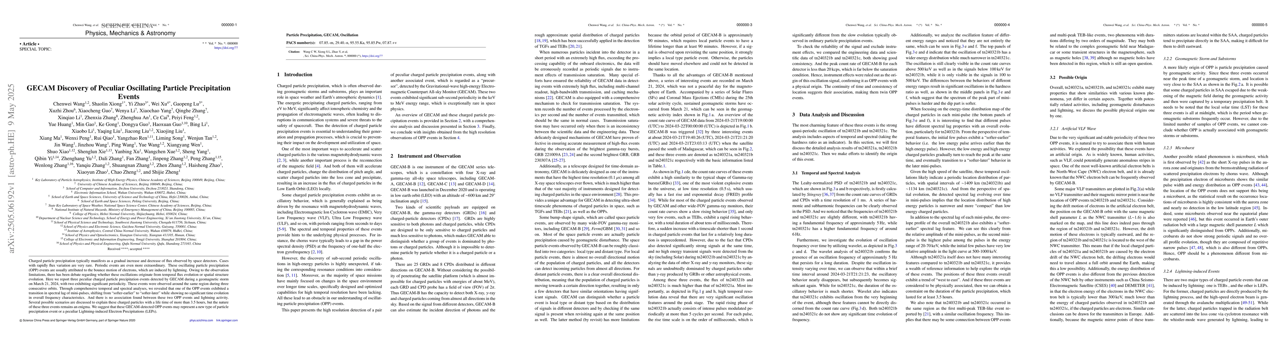 Thumbnail for GECAM Discovery of Peculiar Oscillating Particle Precipitation Events