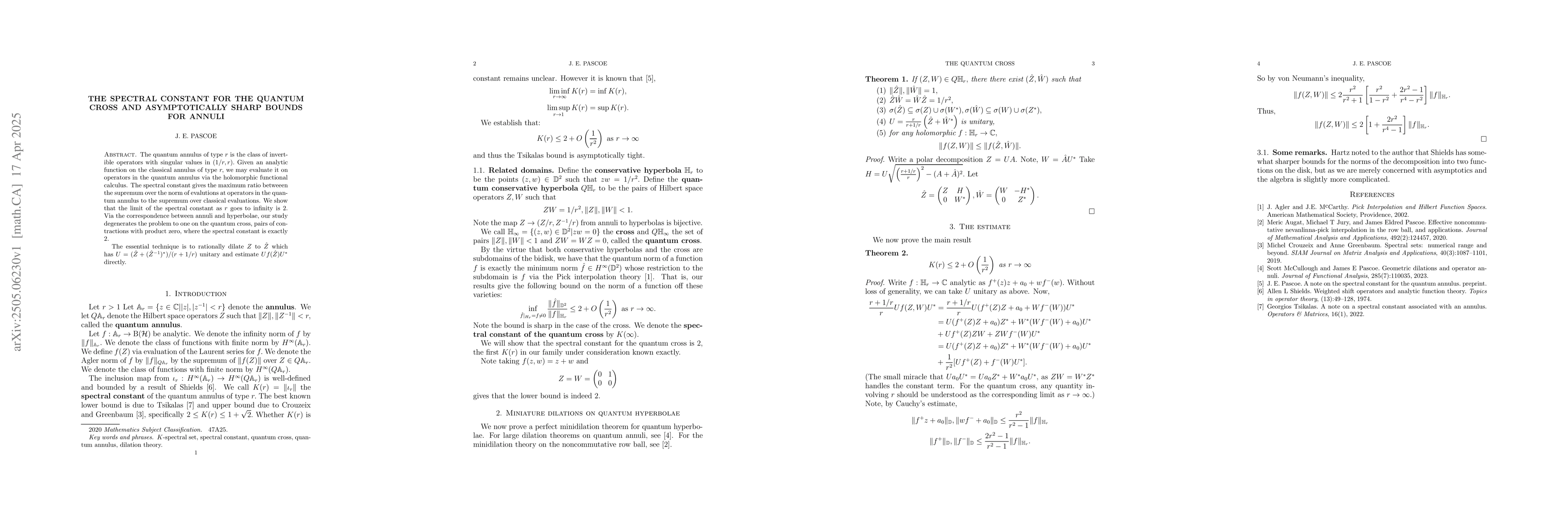 Thumbnail for The spectral constant for the quantum cross and asymptotically sharp
  bounds for annuli