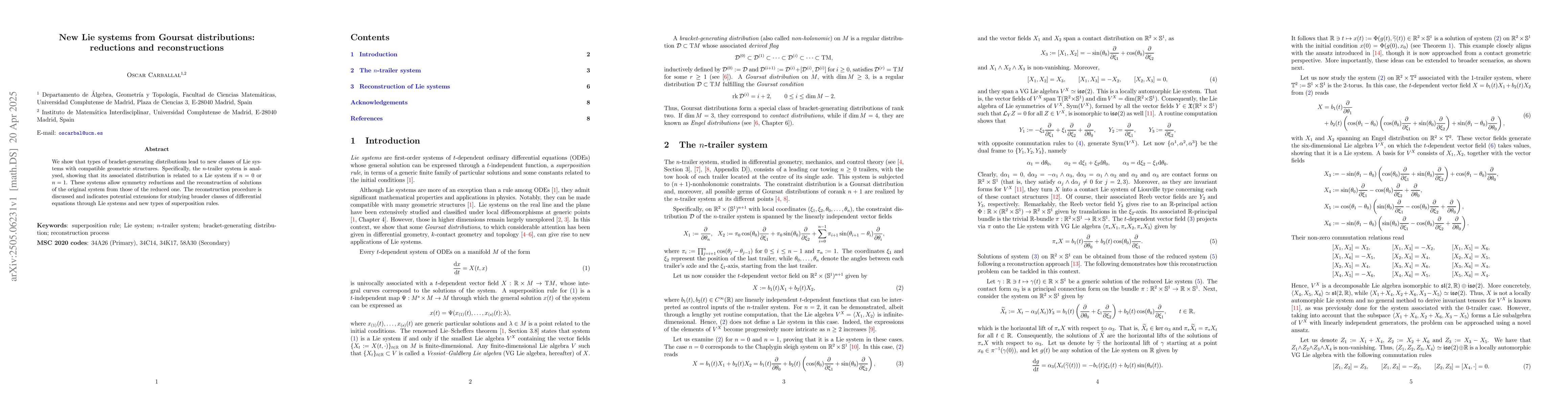 Thumbnail for New Lie systems from Goursat distributions: reductions and
  reconstructions