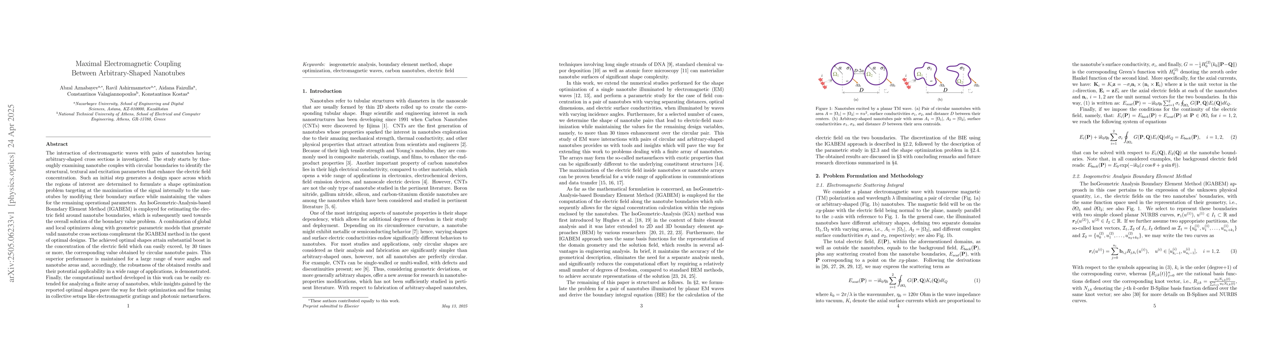 Thumbnail for Maximal Electromagnetic Coupling Between Arbitrary-Shaped Nanotubes