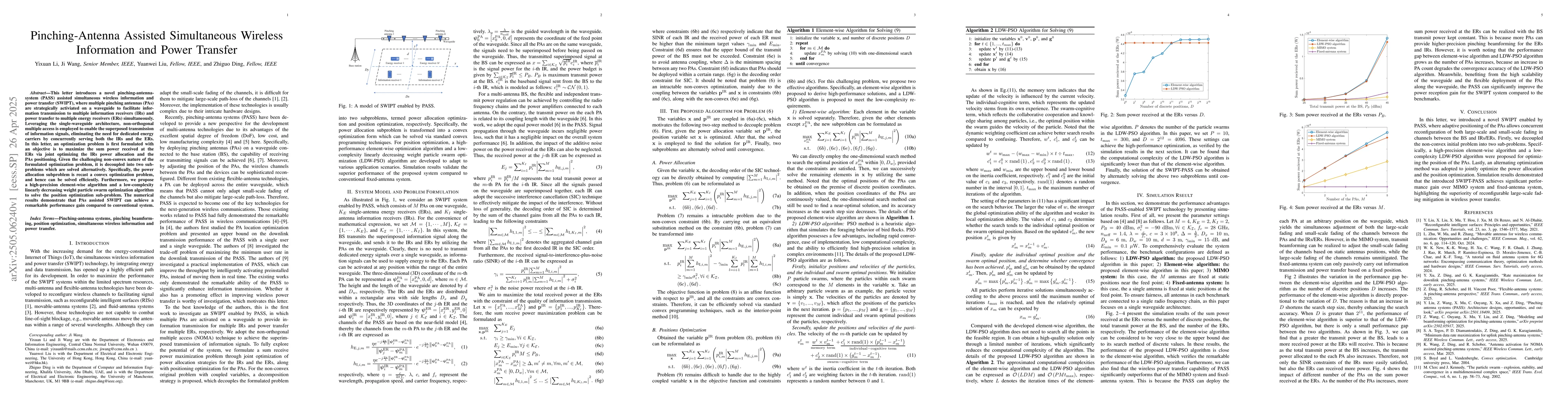 Thumbnail for Pinching-Antenna Assisted Simultaneous Wireless Information and Power
  Transfer