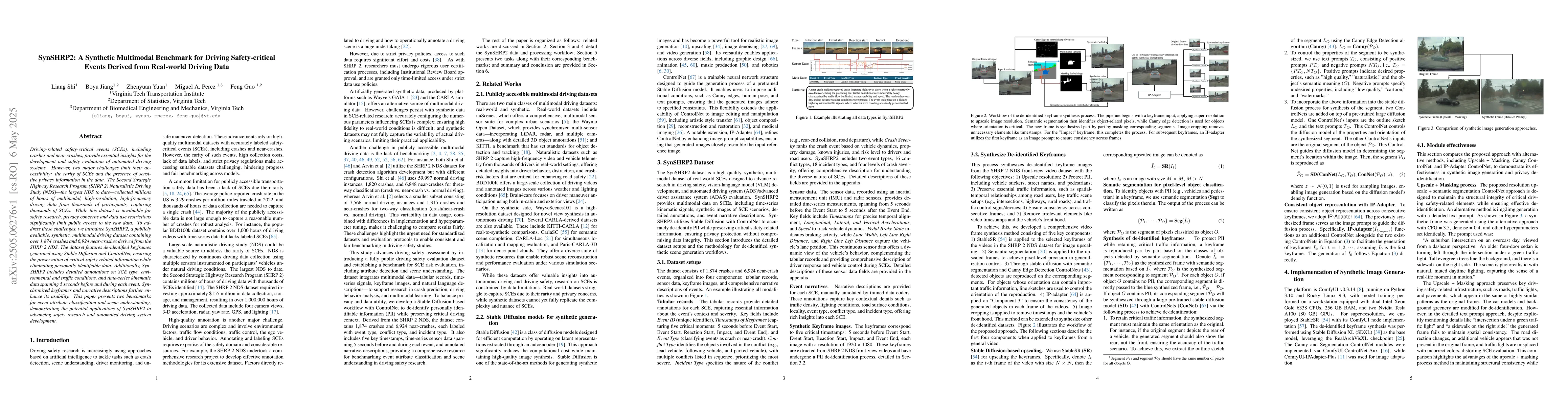 Thumbnail for SynSHRP2: A Synthetic Multimodal Benchmark for Driving Safety-critical
  Events Derived from Real-world Driving Data
