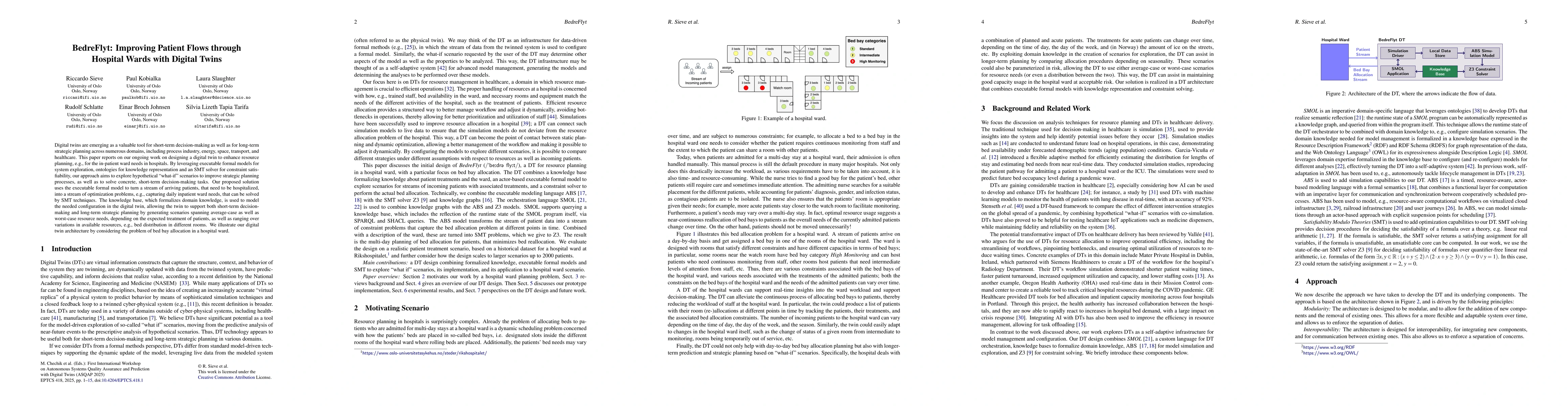 Thumbnail for BedreFlyt: Improving Patient Flows through Hospital Wards with Digital
  Twins