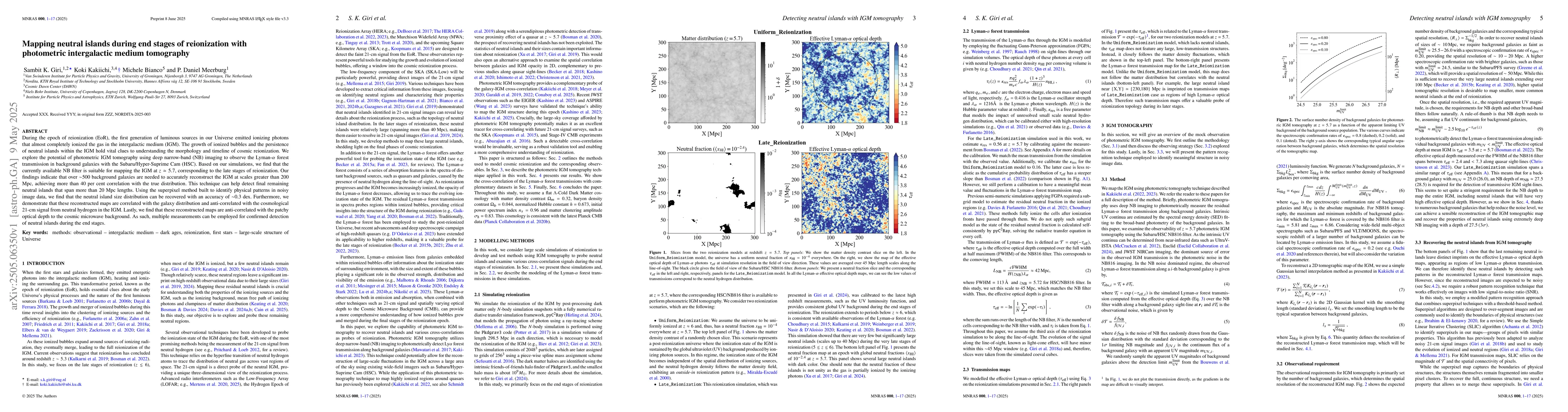 Thumbnail for Mapping neutral islands during end stages of reionization with
  photometric intergalactic medium tomography