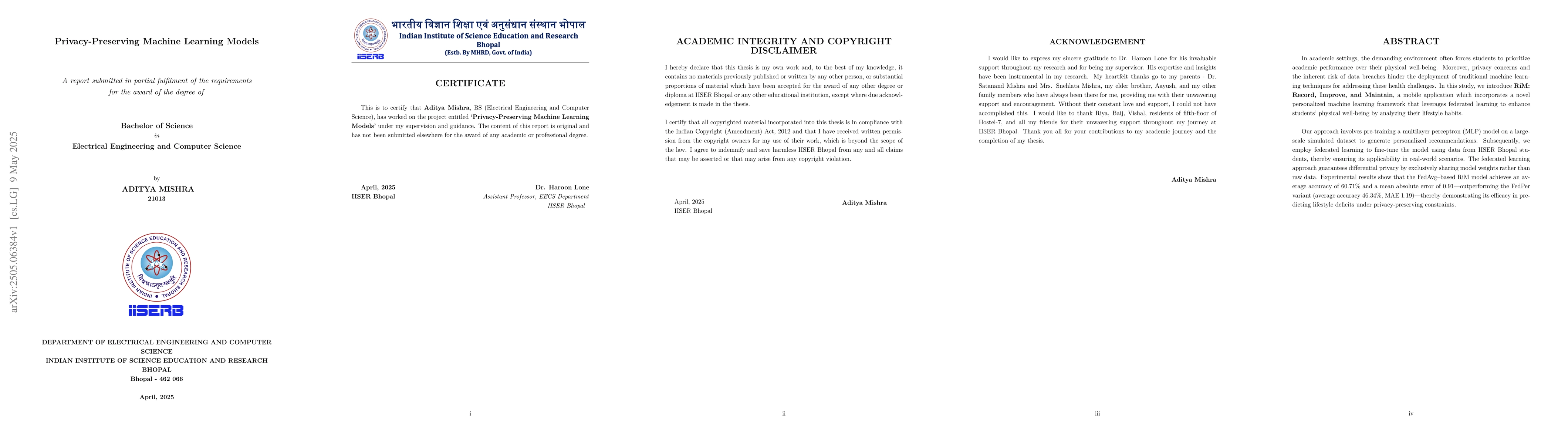 Thumbnail for RiM: Record, Improve and Maintain Physical Well-being using Federated
  Learning