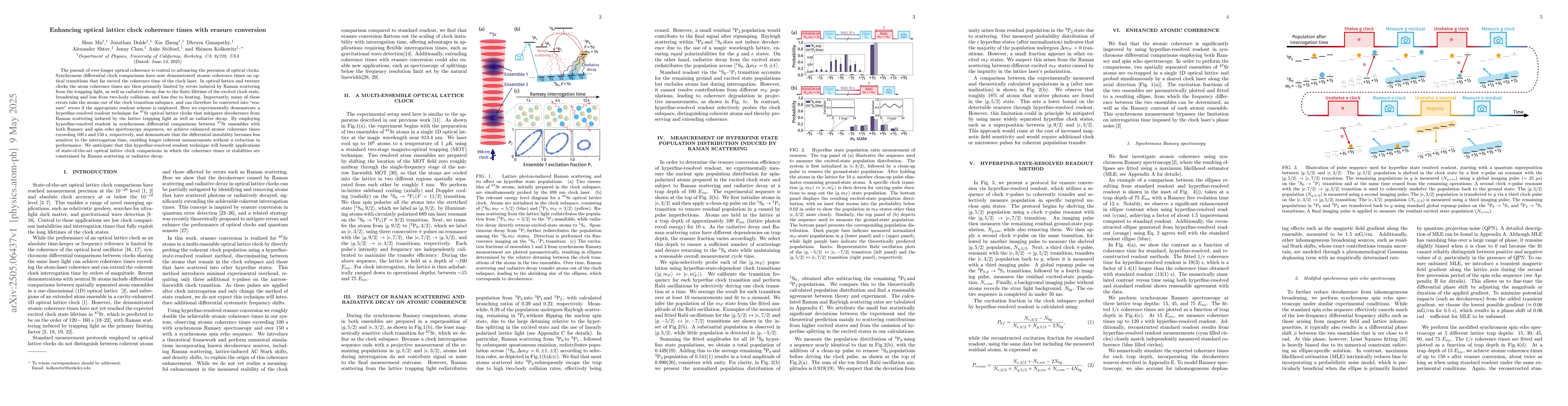 Thumbnail for Enhancing optical lattice clock coherence times with erasure conversion