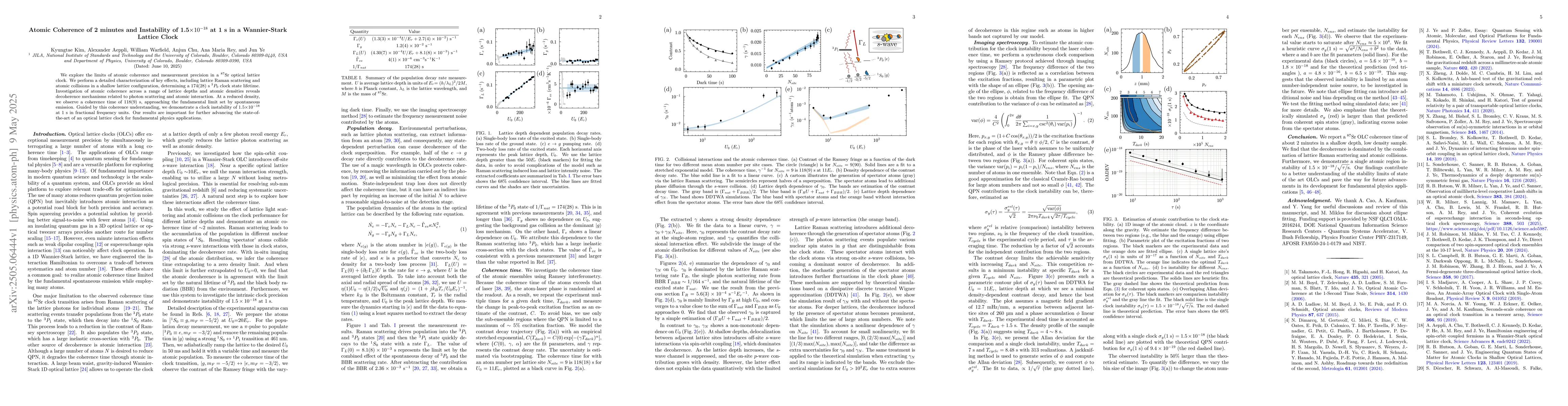 Thumbnail for Atomic Coherence of 2 minutes and Instability of 1.5E-18 at 1 s in a
  Wannier-Stark Lattice Clock